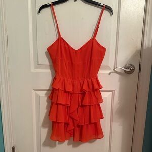 Vibrant Orange Ruffle Dress